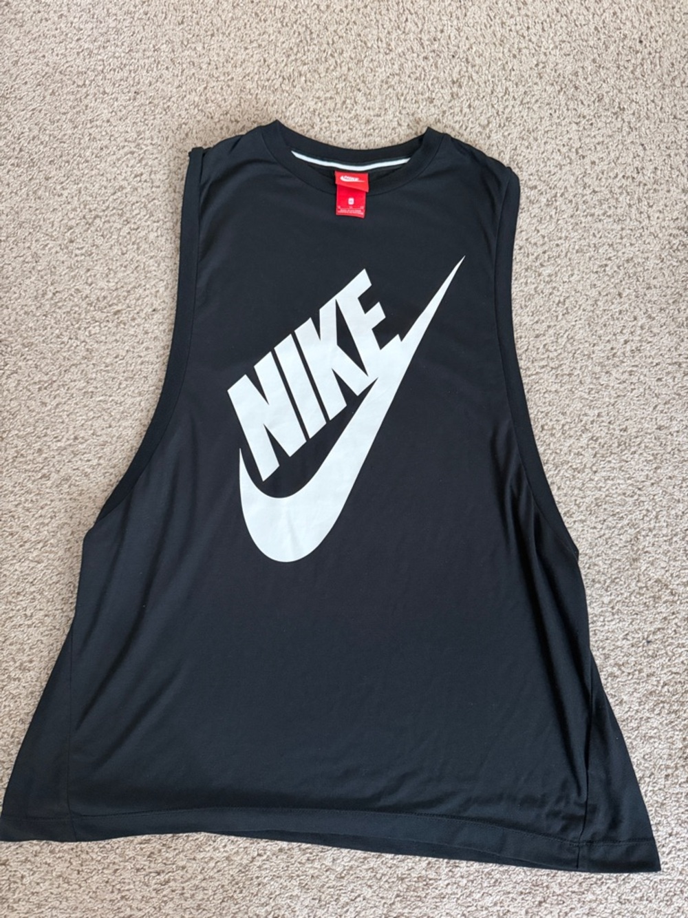 Women’s Nike Black Muscle Tee with Large White Logo
